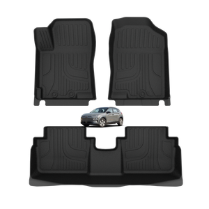 Tapetes para Auto para Todo Clima, Tipo Bandeja 3D TPE, Termoformados, de Goma, para <span class=keywords><strong>Hyundai</strong></span> <span class=keywords><strong>Kona</strong></span> <span class=keywords><strong>Híbrido</strong></span> 2024 2025, Modelo SX2 - Product Image 1