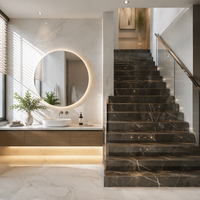 Dalle de marbre gris Pietra pour revêtement de sol, comptoir de salle de bain, matériaux de construction, marches d'escalier, décoration intérieure