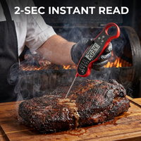 Termometer Daging Digital Tahan Air, Termometer Makanan Bacaan Instan untuk BBQ, Termometer Dapur Cepat 2-3 detik, Merah