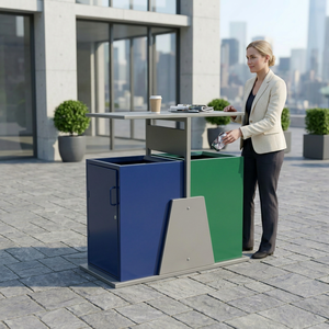 Outdoor Dual Sorting Trash Can 80L x 2 Metal Powder Coated Rectangular Minimalist Design for Waste Management - Product Image 4
