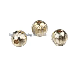 jewelry accessories wholesale diamond cut 14k gold plated copper alloy jewelry beads for jewelry DIY