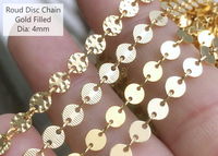 GP US 4mm Rond Sequin Disc Chain Bulk 14k Gold Filled Permanent Jewelry Chain by Feet Sequin Flat Coin Round Circle Disc Chains