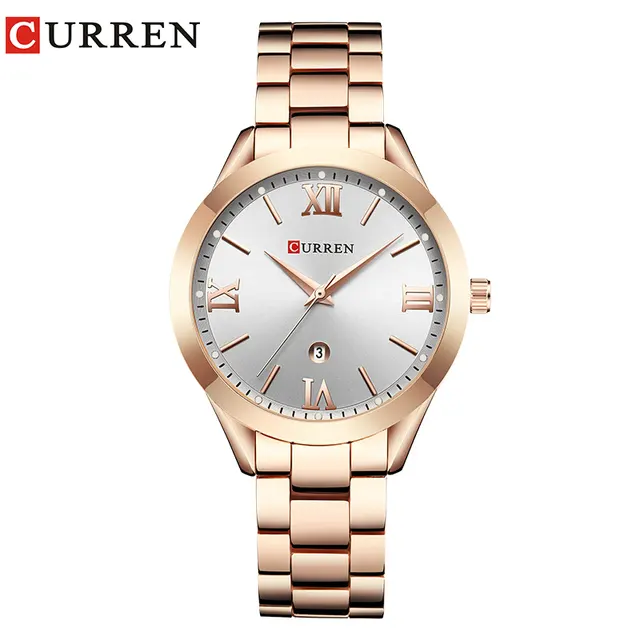 2021 CURREN9007ゴールドウォッチレディーススチールレディースブレスレットウォッチ女性用時計Relogio Feminino Montre Femme Watch