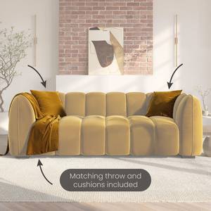 Canapé 3 places <span class=keywords><strong>en</strong></span> tissu capitonné de luxe, combinaison de meubles pour salon - Product Image 4