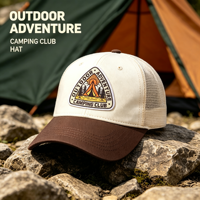 Casquette Trucker Rétro Camping Club avec Patch Tissé Unisexe Respirante à Dos en Maille pour Voyages en Plein Air et Usage Quotidien Décontracté