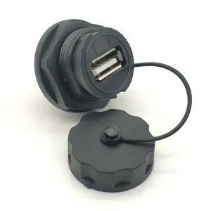 Tomada de tomada industrial com tampa, adaptador USB, fio elétrico para automotivo