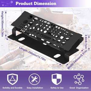 Estante de Almacenamiento para Destornilladores de Metal Resistente, Kit de Herramientas Multifuncional de Escritorio, Negro, para Exteriores, Baño y Cocina - Product Image 2