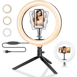 hoops 10 inch circle Photographic Led Ring Light With Tripod Stand For Tik tok Live Stream Makeup Youtube Video