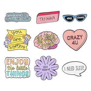 Stock You Are Worthy Esmalte Pins Flor Corazón Gafas Solapa personalizada Insignia Camisa Collar Broches Ropa Mochila Accesorios Jewe - Product Image 4