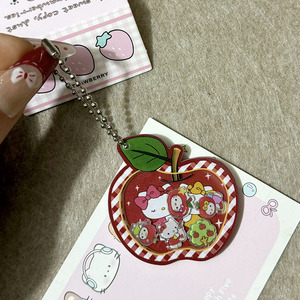 Portachiavi con ciondolo a forma di gatto e mela per Capodanno, accessorio da zaino per coppie e ragazze, regalo di amicizia per la migliore amica - Product Image 4