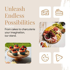 Multiuse tatlı masa ekran hizmet tepsi seti ayaklı yuvarlak tutucu akrilik kubbe ile rustik akasya ahşap kek standı - Product Image 2