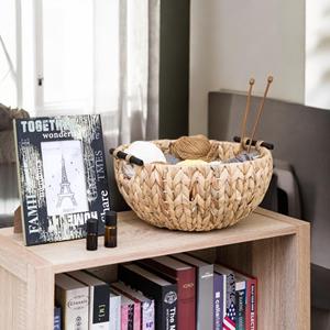 Bol en jacinthe d'eau fait main avec poignées en bois, panier à fruits décoratif tressé, centre de table naturel style bohème pour table à manger - Product Image 4