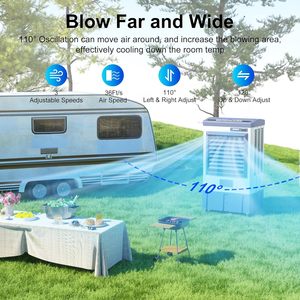 เครื่องทำความเย็นแบบพ่นไอน้ำ Uthfy Swamp Cooler 4800 CFM ถังน้ำขนาด 10.6 แกลลอน เครื่องทำความเย็นแบบพกพาสำหรับใช้งานกลางแจ้ง ตั้งพื้นได้ สีน้ำเงินกรมท่า ทำจากโลหะ - Product Image 2