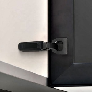 Bisagra lineal moderna de 2 vías con placa base decorativa de acero, bisagra oculta de plástico negro con cierre suave para muebles de cocina - Product Image 6