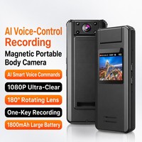Mini caméra corporelle à commande vocale IA 1080P, enregistreur vidéo et audio portable, batterie 11H, clip magnétique, 128G 256GB, grand angle 180°