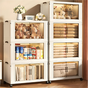 Многофункциональный двухъярусный складной шкаф из полипропилена, простая сборка, передвижной, для спальни/гостиной, для хранения игрушек - Product Image 1