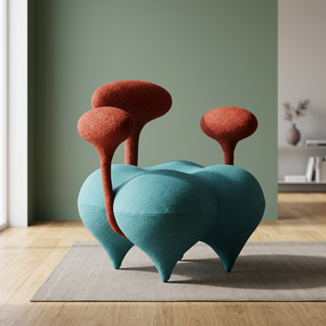Modern Velvet Leisure Chair Red Armrests Blue Seat Contemporary Style Living Room Furniture Outdoor Hotel Use Modular Design - Product Image 3