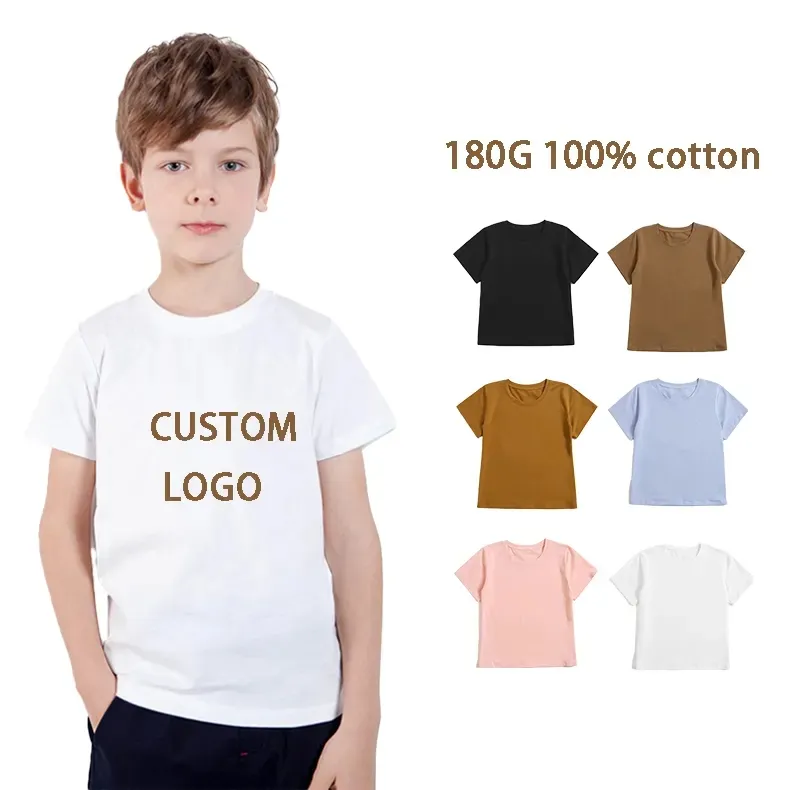 Green Horizon Manufacturer 100% Cotton 180G Plain Children's T-shirts Custom Logo Blank Kids T Shirts For Boys And Girls