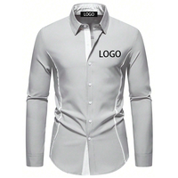 Haute qualité 100% pur coton Oxford armure marque broderie Logo personnalisé luxe couleur unie à manches longues formel hommes chemise de bureau