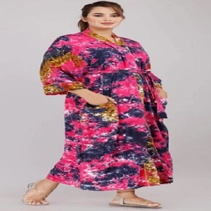 2023 personalizable rayón Kaftan Swim Bikini Cover-Up elegante Tie-Dye Long Beach Animal patrón cinturón privado OEM servicio ropa de playa - Product Image 2