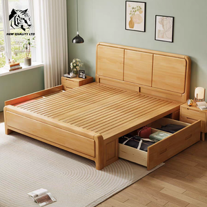 Venta directa de fábrica, precio económico, logotipo personalizado, gran stock listo para enviar, cama king size de 1.8m, muebles de dormitorio de nueva moda, cama doble de madera. - Product Image 4