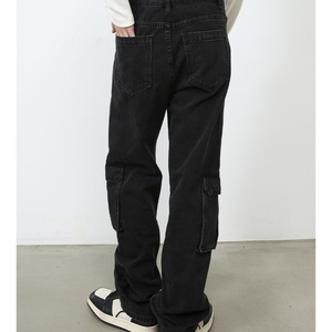 Custom Regular de alta calidad de los <span class=keywords><strong>hombres</strong></span> Jeans Straight Baggy gran bolsillo Denim Cargo Vintage Jeans - Product Image 3