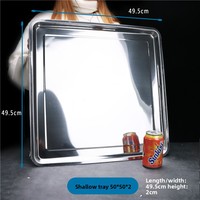 Plateaux commerciaux en acier inoxydable, carrés et rectangulaires, pour barbecue, repas, cuisson à la vapeur, riz, couleur unie, électro-plaqués, de qualité alimentaire