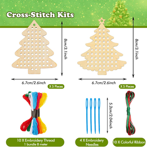 10 Uds. <span class=keywords><strong>Bordado</strong></span> de <span class=keywords><strong>punto</strong></span> de <span class=keywords><strong>cruz</strong></span> de madera árbol de Navidad <span class=keywords><strong>Kits</strong></span> de <span class=keywords><strong>punto</strong></span> de <span class=keywords><strong>cruz</strong></span> personalizados Juego de <span class=keywords><strong>punto</strong></span> de <span class=keywords><strong>cruz</strong></span> de Navidad de madera - Product Image 2