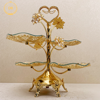 Plateau à chocolat islamique moderne pour la décoration du Ramadan, fer plaqué or minimaliste avec verre contemporain