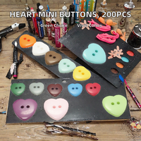 200 pièces de mini-boutons ronds en résine colorée teinte, écologiques, à 2 trous de 11,5 mm, pour la décoration artisanale, les vêtements de poupée et les accessoires de couture Xinqu