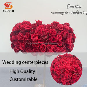 Centro de Mesa de Bolas de Flores Rojas de Seda Artificial Suave para Decoración de Eventos de Boda, Diseño Asimétrico, Tamaño 1.8-2.4m - Product Image 2