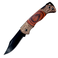 Léger noir 2.17 "Clip Point lame fleur gravé traversin Dymonwood échelles serrure arrière lanière trou couteau pliant pour EDC