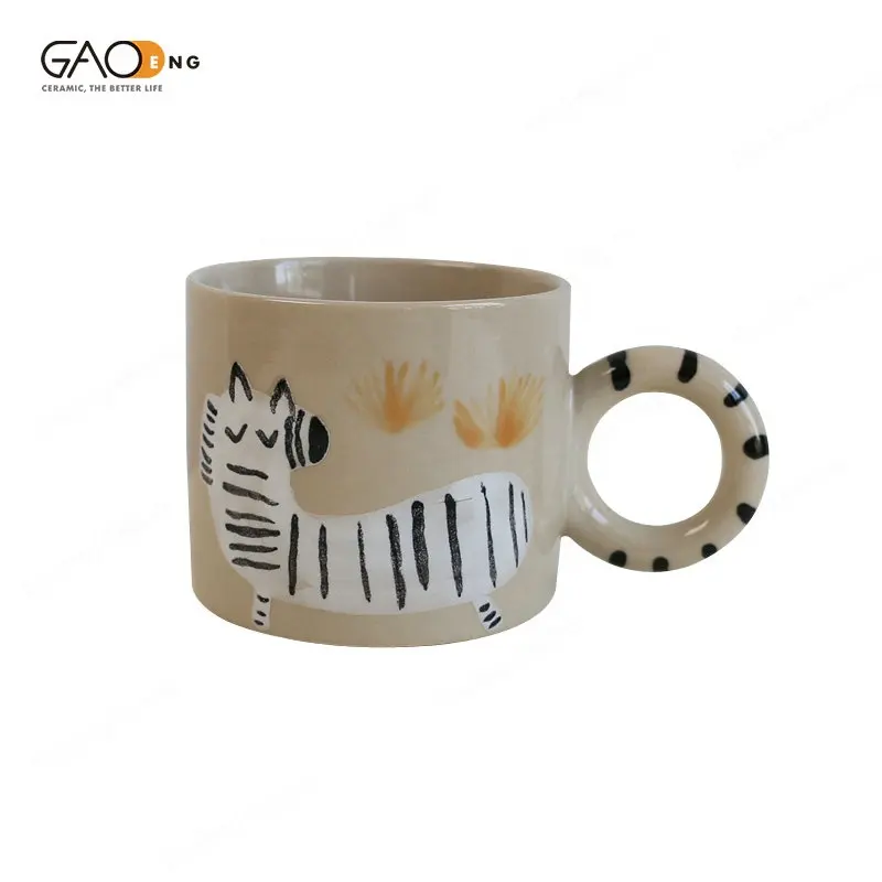 セラミックカップかわいいコーヒーミルクティードリンクウェアカラー釉薬セラミックマグ動物デザイン