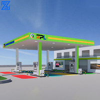 Panneau de toit de station-service en métal, publicité LED, conception préfabriquée de station-service, auvent, façade