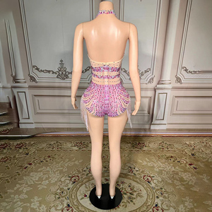 Costume da ballo personalizzato con nappine da donna e strass per danza del ventre - Product Image 5