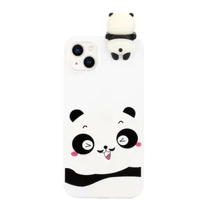 Cute 3D Doll Cartoon Panda Soft Silicone Case For IPhone 14 13 12 Mini 11 Pro Max X XS XR 7 8 6 6S Plus DIY Phone Back Cover