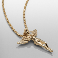 Collar con Colgante de Ángel Guardián de Acero Inoxidable Chapado en Oro de 18k, Joyería de Moda Hipoalergénica e Impermeable para Hombre y Mujer