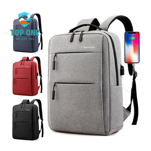 Top One sac à dos unisexe en Nylon pour ordinateur portable avec logo personnalisé de la vie quotidienne Port de charge USB noir Port de charge USB - Product Image 1