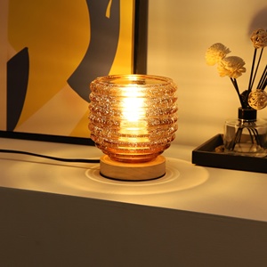 Factory Price Wooden Base Table <strong>Lamps</strong> <strong>for</strong> Bedroom Bedside E27 Glass Honey Jar Glass <strong>Lampshade</strong> Desk <strong>Lamps</strong> Nordic Amber Glass <strong>Lamp</strong> - Product Image 2