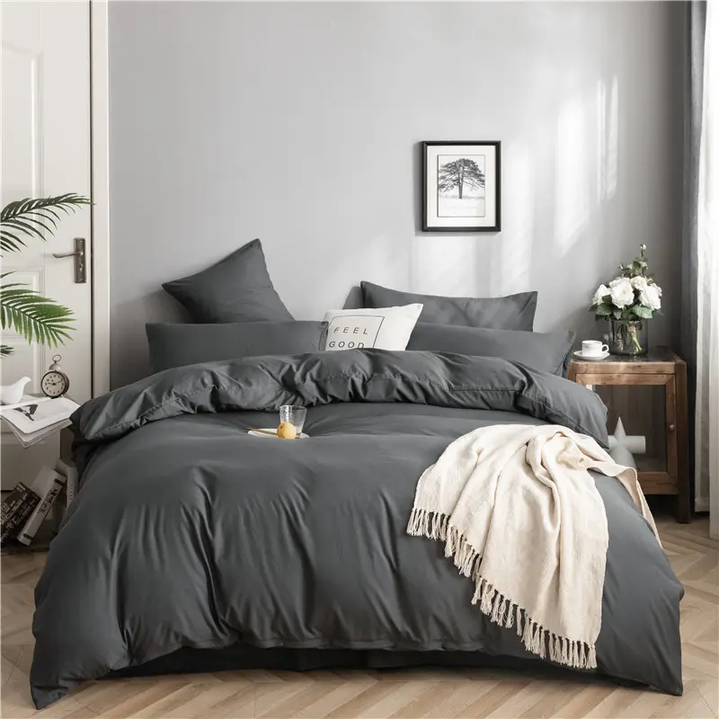 Hotel Bed Sheet Solid Color Comforter Egyptian Cotton Sheet Sets Home 4 Piece Microfiber Bedding Set