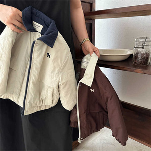 Tongxingyuan Children's Jacket 2026 Autumn New Arrival Boys Girls Color Block Lapel Cotton Coat Baby Cartoon Puppy Cotton Jacket - Product Image 2