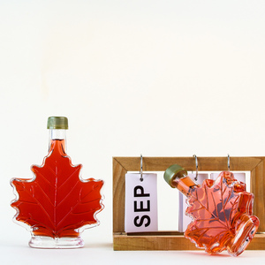 50ml 100ml 250ml lá hình rõ ràng Frosted cho nước giải khát mềm uống tipple với tùy chỉnh cap Maple Syrup chai thủy tinh - Product Image 3