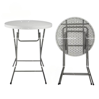 Tables de banquet, de fête, de bistrot, de bar, de cocktail, de salle à manger, d'hôpital, pliantes, rondes, en plastique blanc, de haute qualité, 80 cm de haut, pour événements