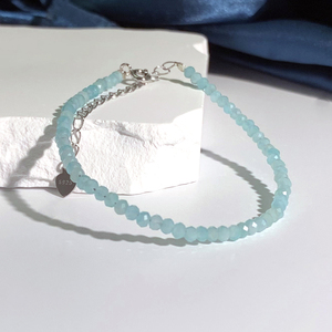 Nuoli NGB0025 Bohemian Jewelry Natural Crystal Gemstone Blue Amazonite 925 <strong>Silver</strong> Handmade Faceted Beads <strong>Bracelet</strong> for Girl - Product Image 1