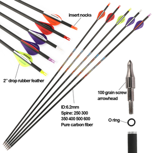 Cột sống 250 300 350 400 500 600 tinh khiết Carbon mũi tên bắn cung id6.2mm 32inch săn bắn mục tiêu thực hành mũi tên cho <span class=keywords><strong>recurve</strong></span> cung hợp chất cung - Product Image 1