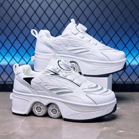 Chaussures à roulettes rétractables à 4 roues, mécanisme de roue cachée à un clic, patins à roulettes respirants pour garçons et filles