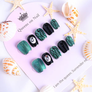 Uñas postizas de lujo acrílicas con estrellas y pedrería, de cobertura completa, hechas a mano, precio de fábrica al por mayor. - Product Image 2