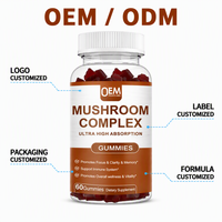 Complément Nootropique OEM sous Marque Blanche : Gommes aux Champignons pour la Santé Cérébrale, la Mémoire, la Concentration et la Clarté, avec Lion's Mane, Turkey Reishi