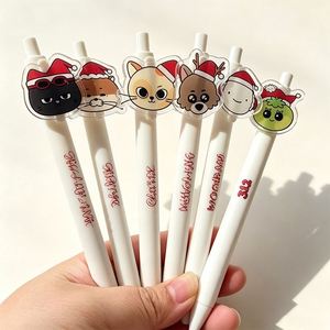Bolígrafo de Plástico Acrílico Transparente Personalizado con Personajes de Dibujos Animados, Punta de Gel de 0.7 mm, Tinta Azul y Negra, PVC Suave y Duradero, Promocional - Product Image 4
