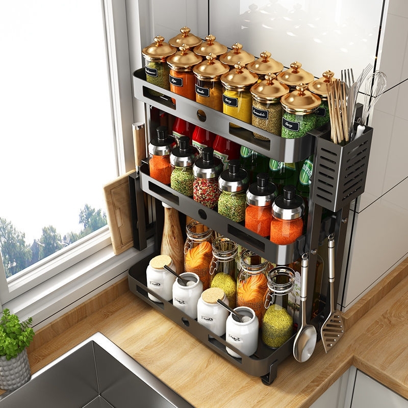 Luxuriöses Modernes Gewürzregal 3-stufig Höhenverstellbarer Organizer Metallhalter für Küchen-Vorratsschrank| Alibaba.com
